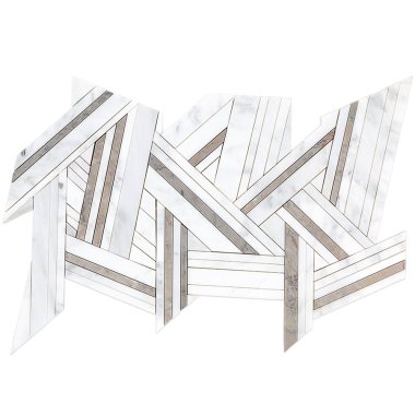Water Jet MJ Shards Tile 11.81" x 21.65" - Asian Statuary Polished and Temple Gray Polished