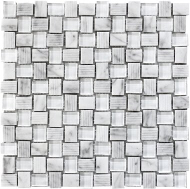 Bali Balinese Mosaic Tile - 11.8" x 11.8" - White