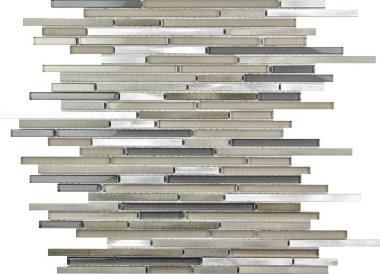 Cascades Wisp Mosaic Tile - 11.8" x 11.8" - Gray, Metal