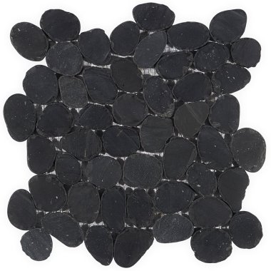 Pebblestone Sliced Round Tile 11.81" x 11.81" - Alor Black