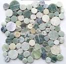 Reconstituted Stone Tile Mosaic Round Interlocking 12" x 12" - Crystal Green