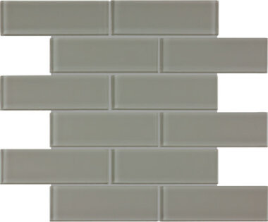 Bliss Element Glass Tile Brick Mosaic 2" x 6" - Smoke