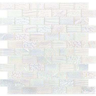 Aqueous Iridescent Brick Tile 12.12" x 12.75" - White