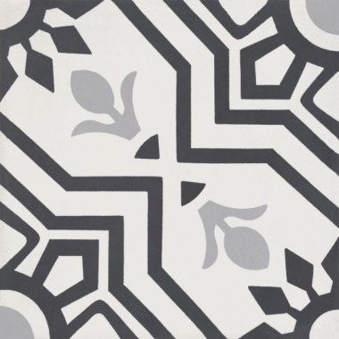 Bati Orient Cement Tile Decor Modern Textile 8" x 8" - Off White/Dark Grey