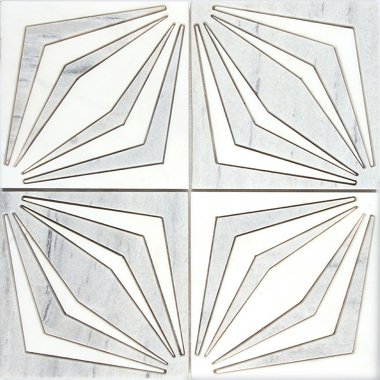 Artistic Otannato White Mosaic Tile - 12" x 12" - Gray