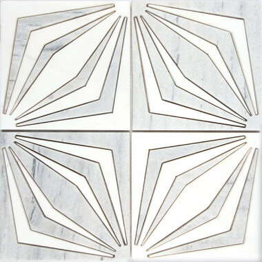 Artistic Otannato White Mosaic Tile - 12" x 12" - Gray