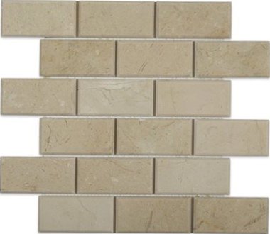 Crema Marfil Tile Beveled Brick 2" x 4" - Polished