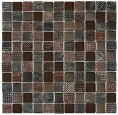 Glass Tile Mosaic 1" x 1" - Mix Brown