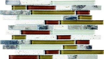Bliss Glass Tile Blend Linear Mosaic - Cabernet