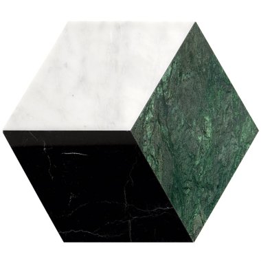 Pari Verd Decor Tile 8" x 9.21" - Nero and Dark Green and Carrara