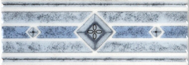 New Albion Wall Listello Marble Look Tile 3" x 8" - Blue