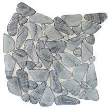 Glass Tile Pebble Mix Mosaic 11.4" x 11.4" - Light Grey/Blue
