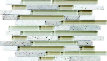 Bliss Glass Tile Blend Linear Mosaic - Creme Brulee