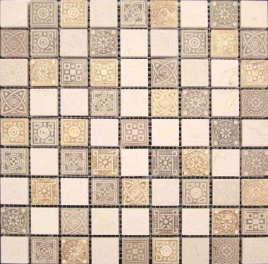 Artistic Legend 1 Mosaic Tile - 12" x 12" - Gold, Beige, Brown