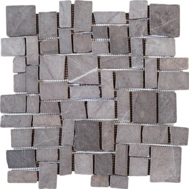 Marble Stone Tile Cubic Opus Mosaic Interlocking 12" x 12" - Grey