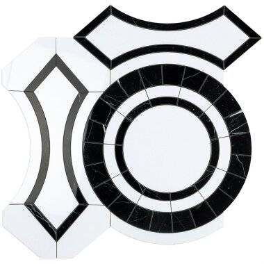 Water Jet MJ Colesseo Tile 19" x 19" - Crystalized Porcelain and Black Jade Polished