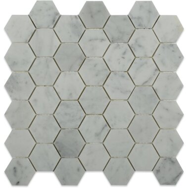 White Carrara Hexagon Tile 11.75" x 11.75" - White Carrara