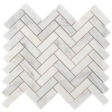 Asian Statuary Herringbone Tile 11.25" x 12.75" - Statuary Polished