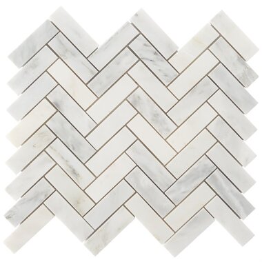 Asian Statuary Herringbone Tile 11.25" x 12.75" - Statuary Polished