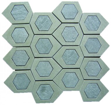 Marble Stone Tile Hexagon Mosaic 12" x 12" - Grey/White