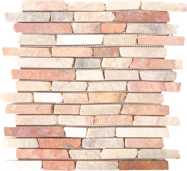 Marble Stone Tile Broken Brick Interlocking 11" x 12" - Mix White/Red