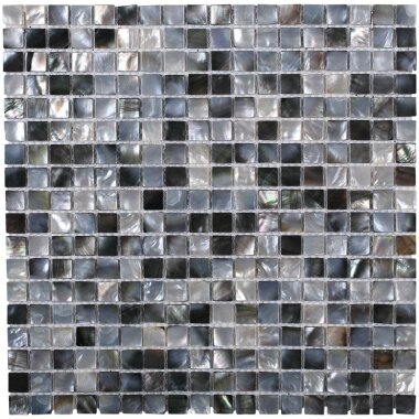 Pearl Brick Lip Semi Precious Tile 12" x 12" - Black