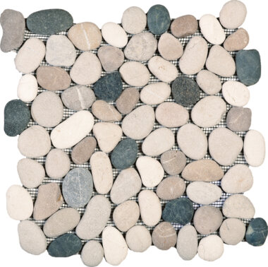 Pebble Rectified Matte Interlocking 12" x 12" - Mix White/Grey/Beige/Black