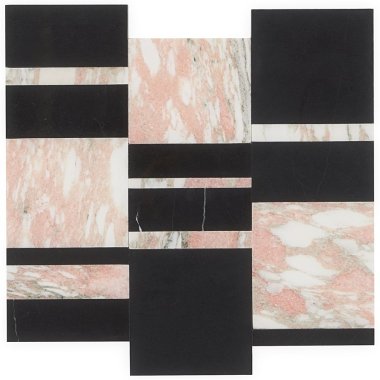 Steinway Decor Tile 10.79" x 11.81" - Pink & Nero Marquina & Norwegian Rose