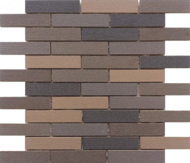 Striped Mix Brick Mosaic Tile 11.8" x 11.8" - Grey/Beige/Brown