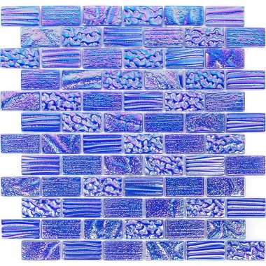 Aqueous Iridescent Brick Tile 12.12" x 12.75" - Blue