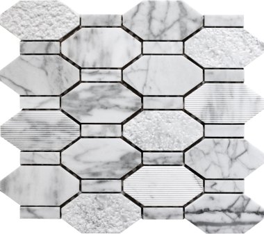 Bali Pacific Rim - Hexagon Mosaic Tile - 11" x 12.2" - White