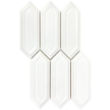 Baroque Sequin Hexagon Decor Tile 9.5" x 15.5" - Blanco