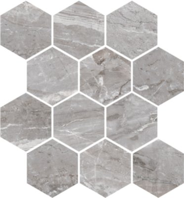 Marbles Hexagon Mosaic Tile "Polished" 9" x 11" - Oniciata Grey