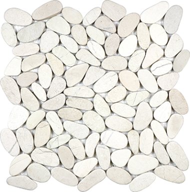 Spa Pebbles Flat Mosaic 12" x 12" - Serenity Ivory