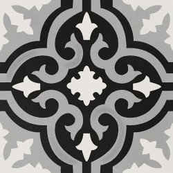 Anthology Smalta Original Bali Deco Tile 8" x 8" - Black & White