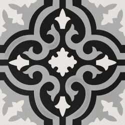 Anthology Smalta Original Bali Deco Tile 8" x 8" - Black & White