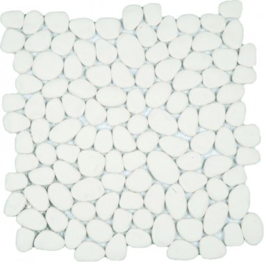 Reconstituted Pebble Interlocking Mosaic Tile - 12" x 12" - White