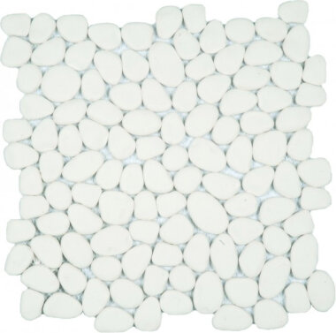 Reconstituted Pebble Interlocking Mosaic Tile - 12" x 12" - White