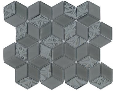 Diamond Hex Mosaic Tile 10.04" x 11.61" - Charcoal Grey