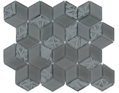 Diamond Hex Mosaic Tile 10.04" x 11.61" - Charcoal Grey