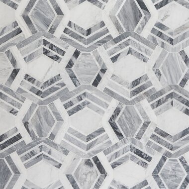 Encore Canta Decor Tile 11" x 18" - White Cararra & Bardiglio