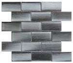 Glass Tile Linear Brick Pattern 12" x 12" - Dark Grey