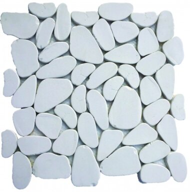 Reconstituted Pebble XL Stone Interlocking Mosaic Tile - 12" x 12" - White