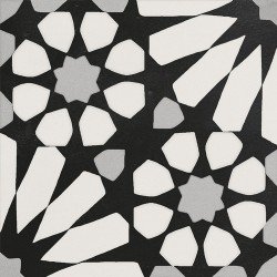 Anthology Smalta Etnic Big Aster Deco Tile 8" x 8" - Black & White