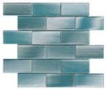Glass Tile Linear Brick Pattern 12" x 12" - Acqua