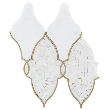 Water Jet Empress Helena Tile 8" x 9" - Asian Statuary with Brass Line
