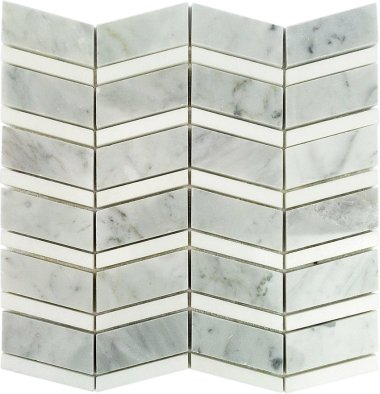 Heraldry Tile 11 3/4" x 11 5/8" - White Carrara with White Thassos Line