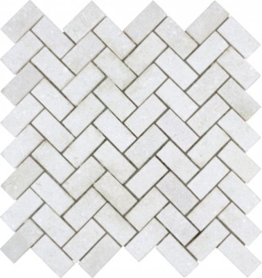 Marble Stone Tile Herringbone Mosaic 11.8" x 12" - White