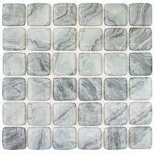 Glass Tile Square Mix Mosaic 12" x 12" - Light Grey/Blue