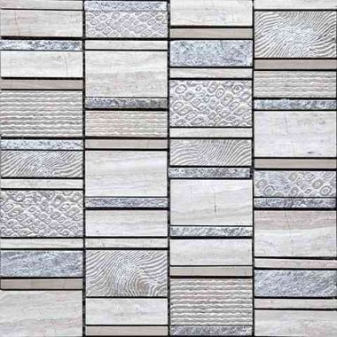 Artistic Vegas 7i Mosaic Tile - 12" x 12" - Gray, Silver
